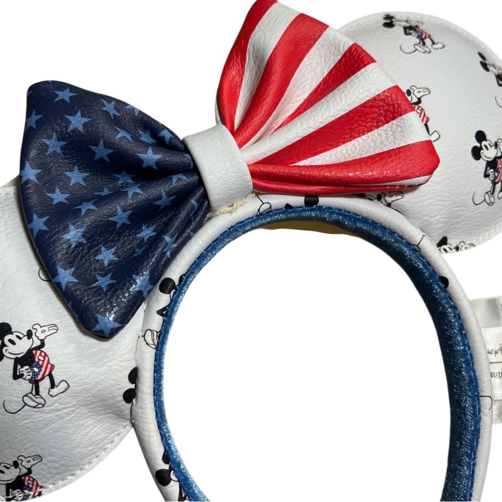 Disney Parks Loungefly Mickey Mouse Americana 4th July Bow Ear Headband - Picture 3 of 6